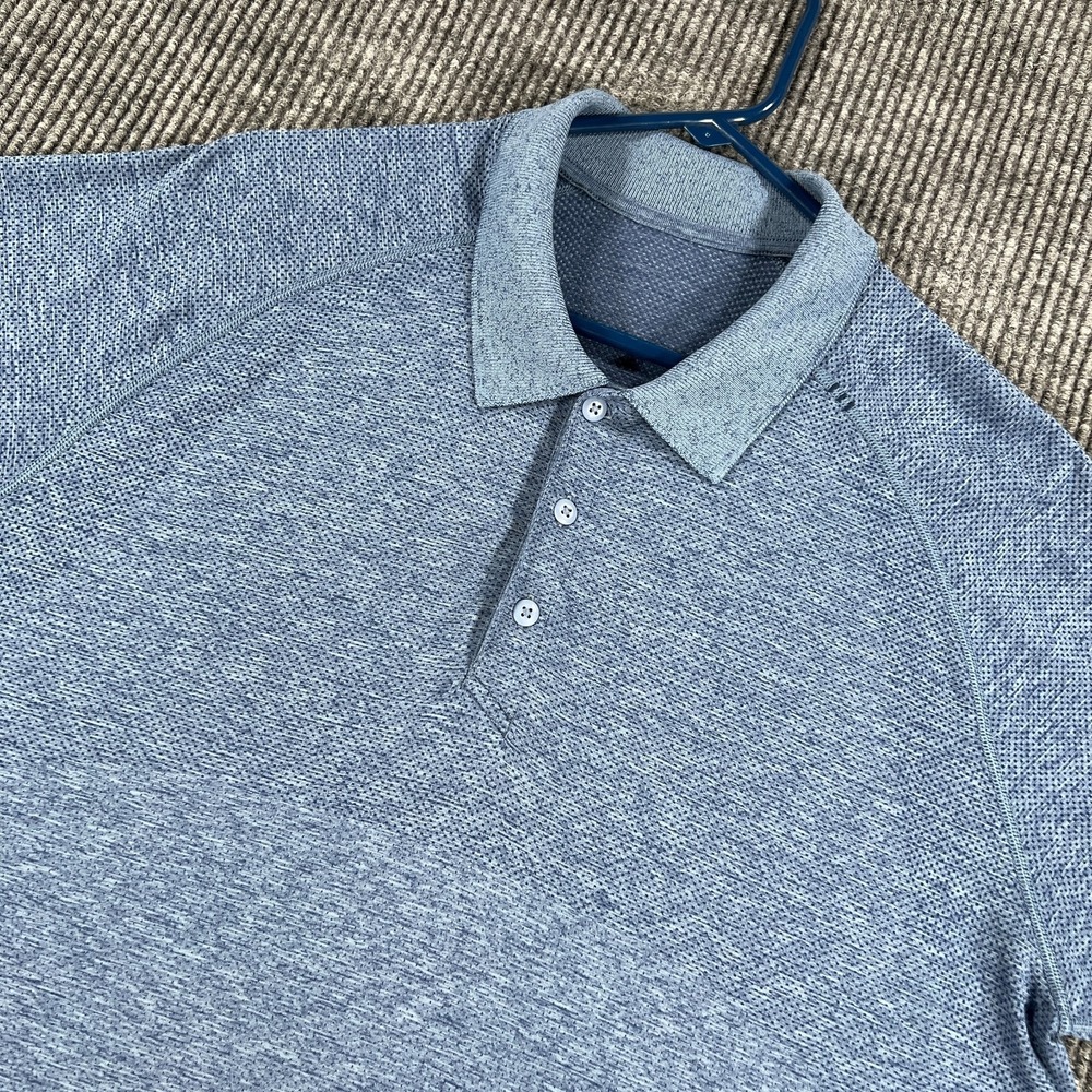 Lululemon Metal Vent Tech Polo Shirt Mens XL Extra Large Blue Short Sleeve Activ